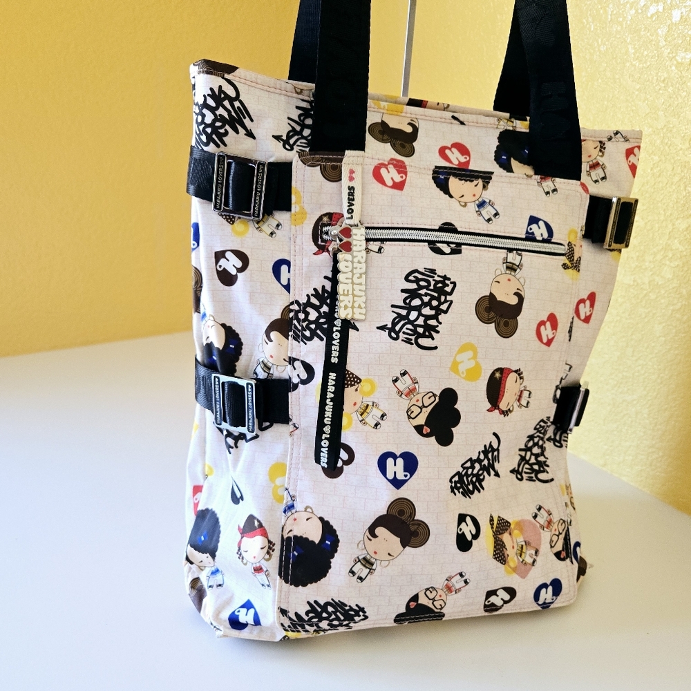 Harajuku Lovers Cute Character Shoulder Tote Bag w Charm Rare Gwen Stefani - Picture 4 of 16